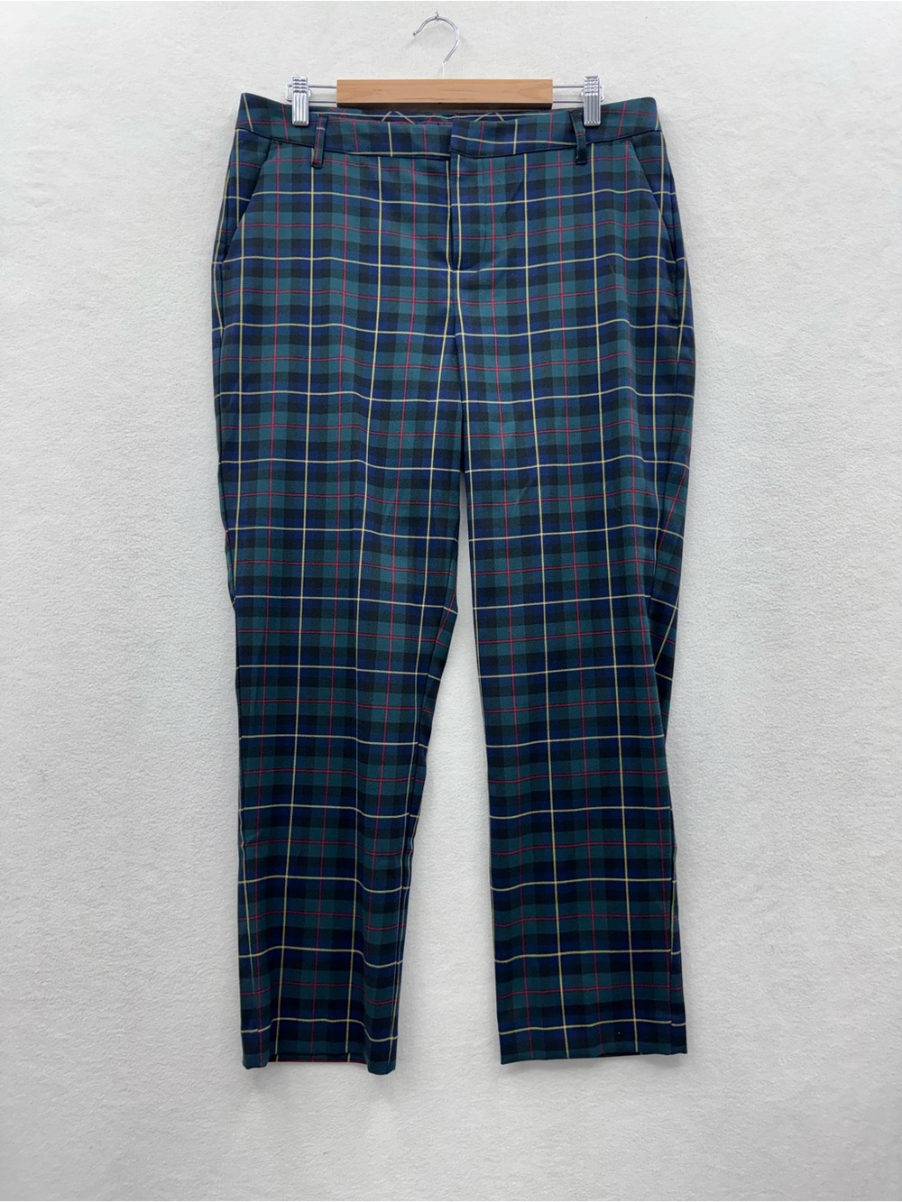Tommy Hilfiger Women’s 12 Dress Pants Green Blue Plaid Ankle